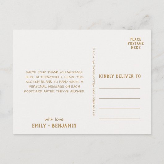 Carte Postale Branches courbes | Merci or (Dos)