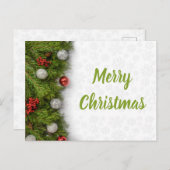 Carte Postale Branches d'arbre de Noël avec Baubles (Devant / Derrière)