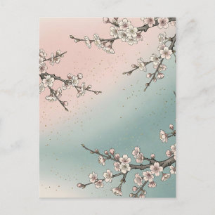 Carte Postale Branches de cerisier rose délicat Sakura