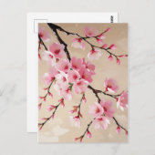 Carte Postale Branches de fleurs de cerisier - Élégante Sakura r (Devant / Derrière)