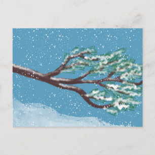 Carte Postale Branches d'hiver enneigées dessinées à la main