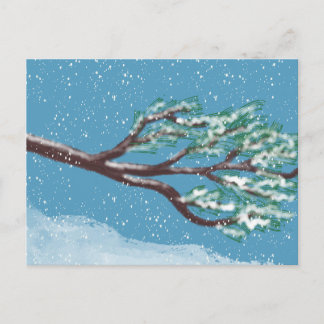 Carte Postale Branches d'hiver enneigées dessinées à la main