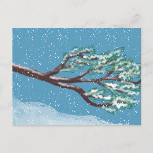 Carte Postale Branches d'hiver enneigées dessinées à la main (Devant)