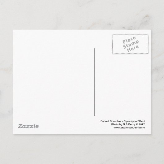 Carte Postale Branches fourrées - Effet Cyanotype (Dos)