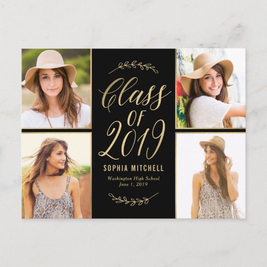 Carte Postale Branches rayonnantes Faire-part de graduation (Devant)