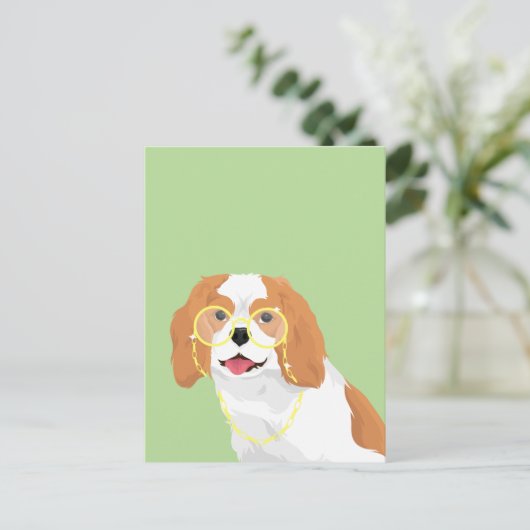Carte Postale Brandy Le Blenheim Cavalier King Charles Spaniel (Debout devant)