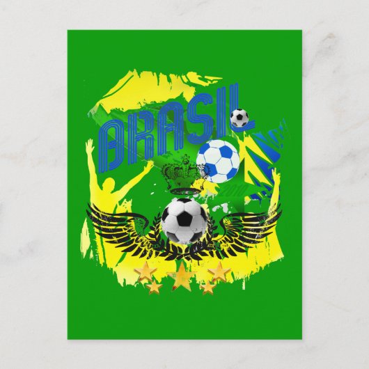 Carte Postale Brasil Grunge 2010 amoureux du football cadeaux fo (Devant)