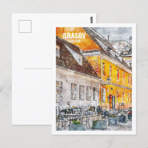 Carte Postale Brasov Romania Fameux Voyage Aquarelle croquis