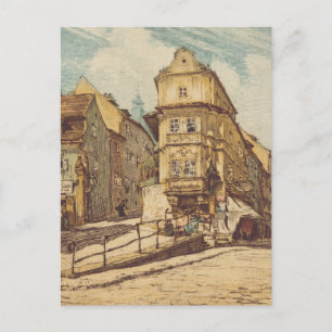 Carte Postale Bratislava Richard Lux siècle Gravure colorée Art