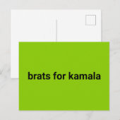 Carte Postale Brats pour kamala simple moderne noir vert citron (Devant / Derrière)