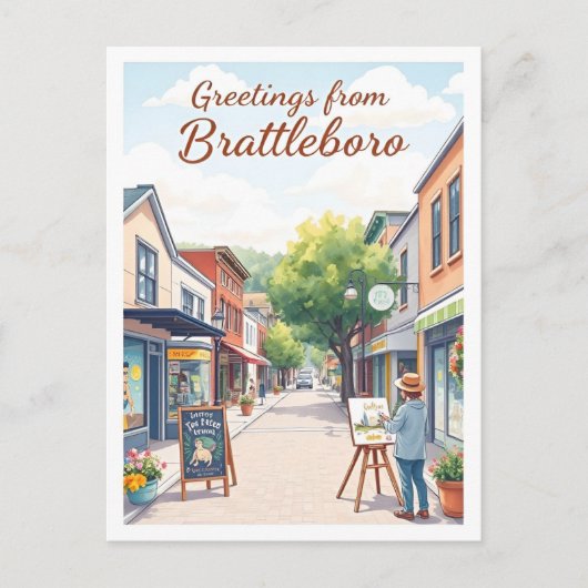 Carte Postale Brattleboro, Vermont – Artsy Downtown Vintage (Devant)