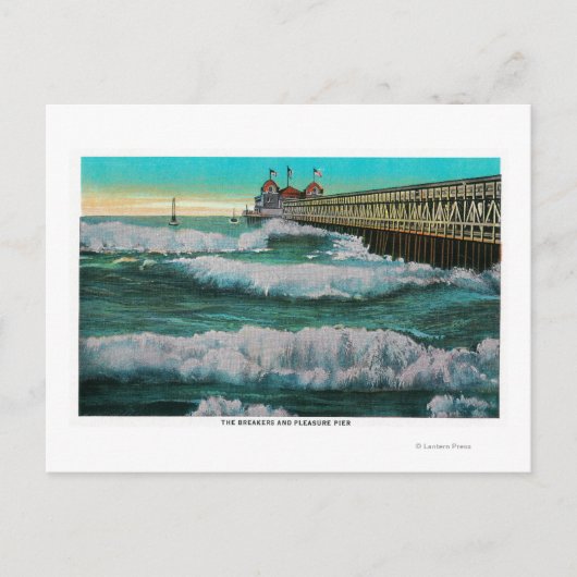 Carte Postale Breakers and Pleasure PierLong Beach, CA (Devant)