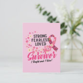 Carte Postale Breast Cancer Survivor Strong Fearless Loved (Debout devant)