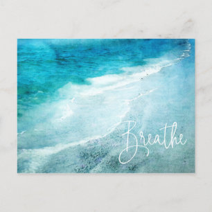 Carte Postale Breathe Beach Citation Turquoise Blue Ocean Citati
