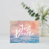 Carte Postale Breathe Quote Sunset Bokeh Ocean (Debout devant)