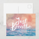Carte Postale Breathe Quote Sunset Bokeh Ocean (Devant / Derrière)