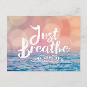 Carte Postale Breathe Quote Sunset Bokeh Ocean