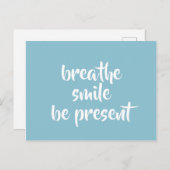 Carte Postale Breathe Smile Be Present Aqua Affirmation Citation (Devant / Derrière)
