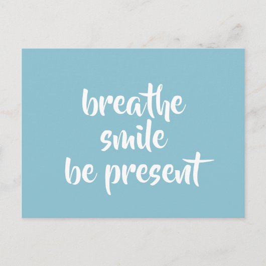 Carte Postale Breathe Smile Be Present Aqua Affirmation Citation (Devant)