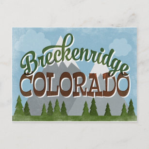 Carte Postale Breckenridge Colorado Fun Retro Snowy Mounts