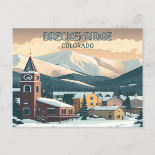 Carte Postale Breckenridge Colorado Montagnes de Neige Vintage R