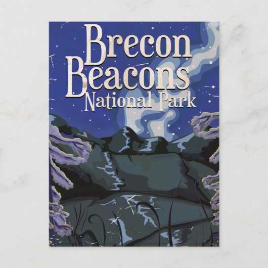 Carte Postale Brecon Beacons Vintage Railway Travel Poster (Devant)