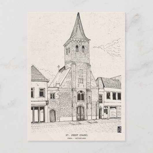 Carte Postale Breda Dutch Vintage Architecture Sketch Art (Devant)