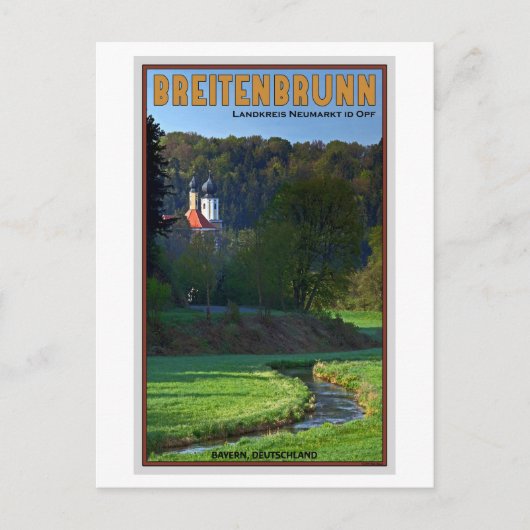 Carte Postale Breitenbrunn - Stream et Church (Devant)