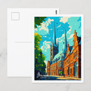 Carte Postale Bremen Allemagne vintage lieu de voyage illustrati