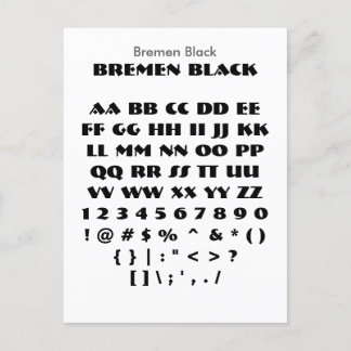 Carte Postale Bremen Black - Zazzle Font Feuille d'échantillonna
