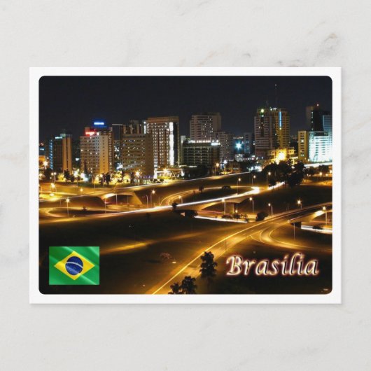 Carte Postale Brésil - Brasilia par nuit - (Devant)