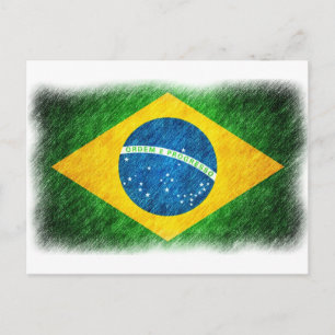 Carte Postale Brésil_Drapeau_Crayon_Peinture