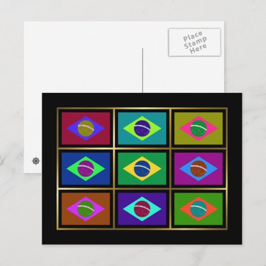 Carte postale Brésil Multihue Flags (Devant / Derrière)