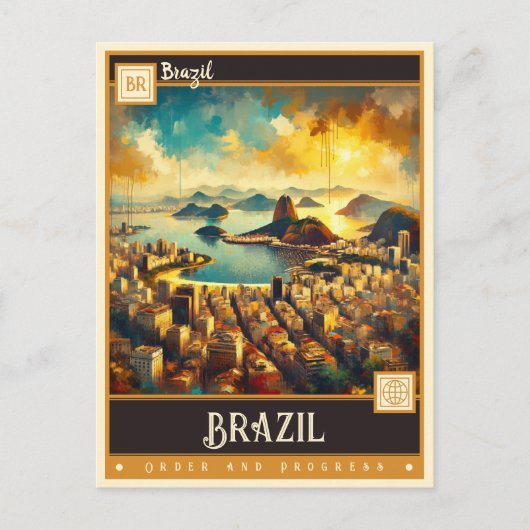 Carte Postale Brésil | Peinture Vintage (Devant)
