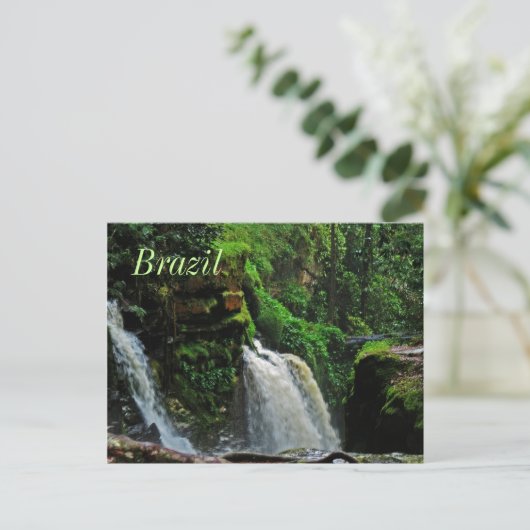 Carte postale Brésil Rainforest Waterfall (Debout devant)