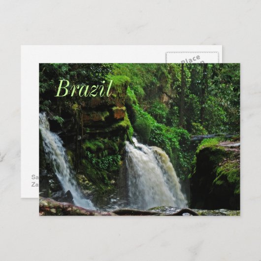 Carte postale Brésil Rainforest Waterfall (Devant / Derrière)