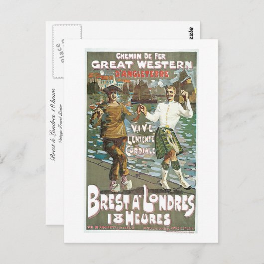 Carte Postale Brest á Londres 18 heurs (Devant / Derrière)