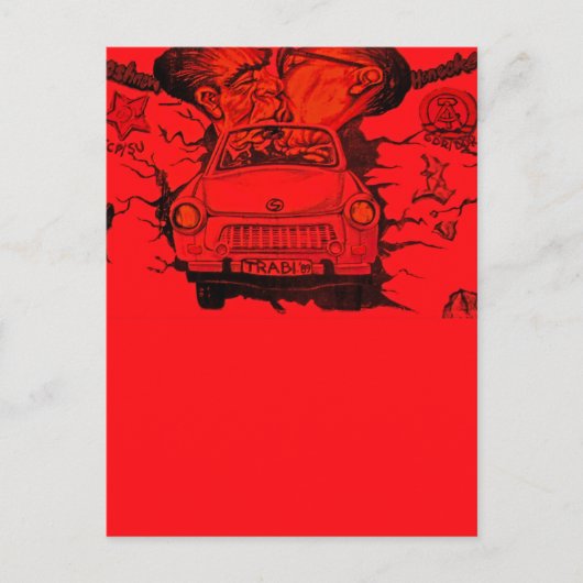 Carte Postale Brezhnev & Honecker, Trabant Car, Berlin - Rouge (Devant)