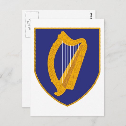 Carte Postale Brian Boru Harp - Symbole d'Irlande (Devant / Derrière)