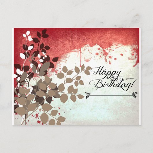Carte Postale Brick feuillus Rouge Joyeux anniversaire (Devant)