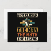 Carte Postale Bricklayer The Man The Myth The Legend (Devant / Derrière)