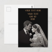 Carte Postale Bride & Groom Delicate blanc sur noir (Devant / Derrière)