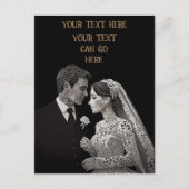 Carte Postale Bride & Groom Delicate blanc sur noir (Devant)