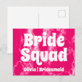 Carte Postale Bride Squad | Demoiselle d'honneur rose vif pour l (Devant / Derrière)