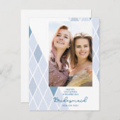 Carte Postale Bridesmaid Elegant Abstract Photo Blue Proposal (Devant / Derrière)