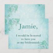Carte Postale Bridesmaid Invitation Floral bleu (Devant / Derrière)