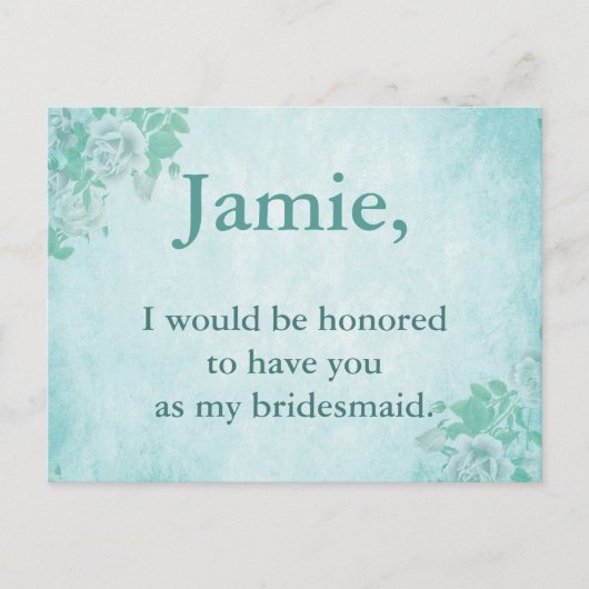 Carte Postale Bridesmaid Invitation Floral bleu (Devant)