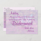 Carte Postale Bridesmaid | Lumières de papillon Bokeh (Devant / Derrière)