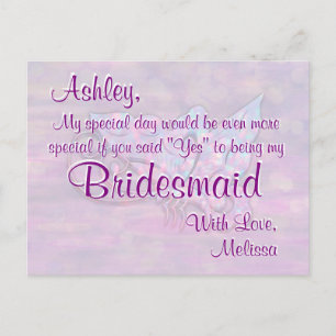 Carte Postale Bridesmaid   Lumières de papillon Bokeh