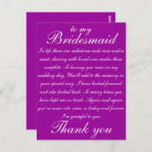 Carte Postale Bridesmaid Merci (Devant / Derrière)